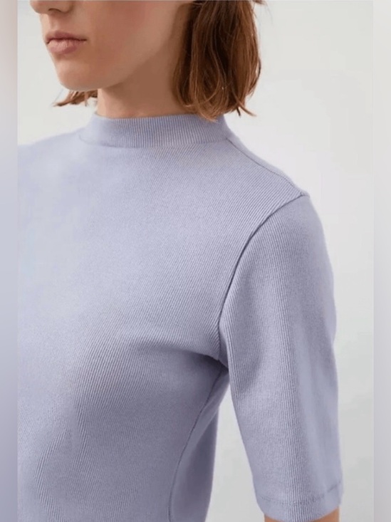Maeve Tops - Anthropologie Maeve Ribbed Mock Neck Top XS Lavender Short Sleeve